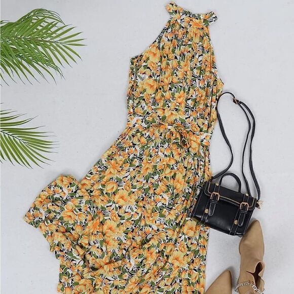 Sleeveless Halter Floral Print Dress - Picture 5 of 5